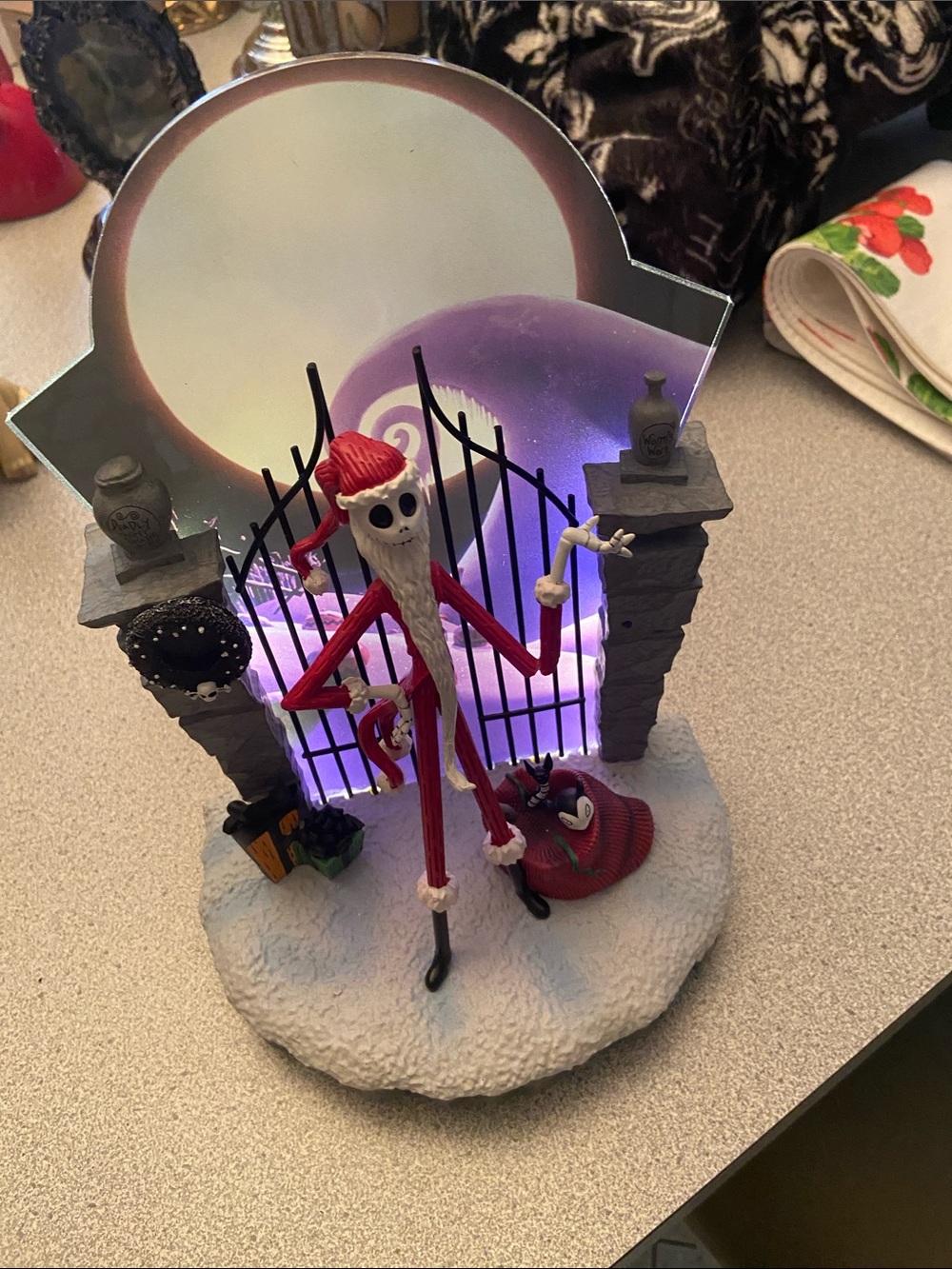 Nightmare Holiday Figurine - Red Skeleton Santa Decoration